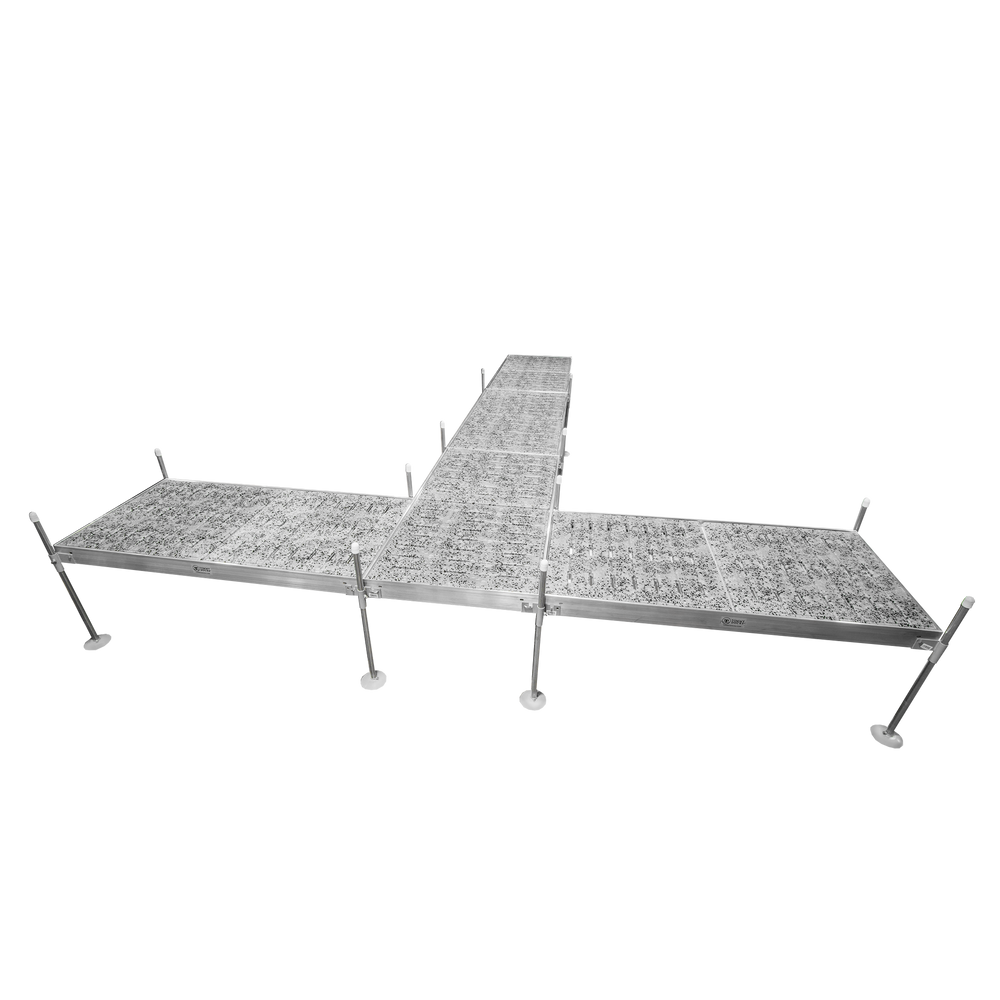 24' T-Shaped Boat Dock System with Aluminum Frame and Thermoformed Terrazzo Decking