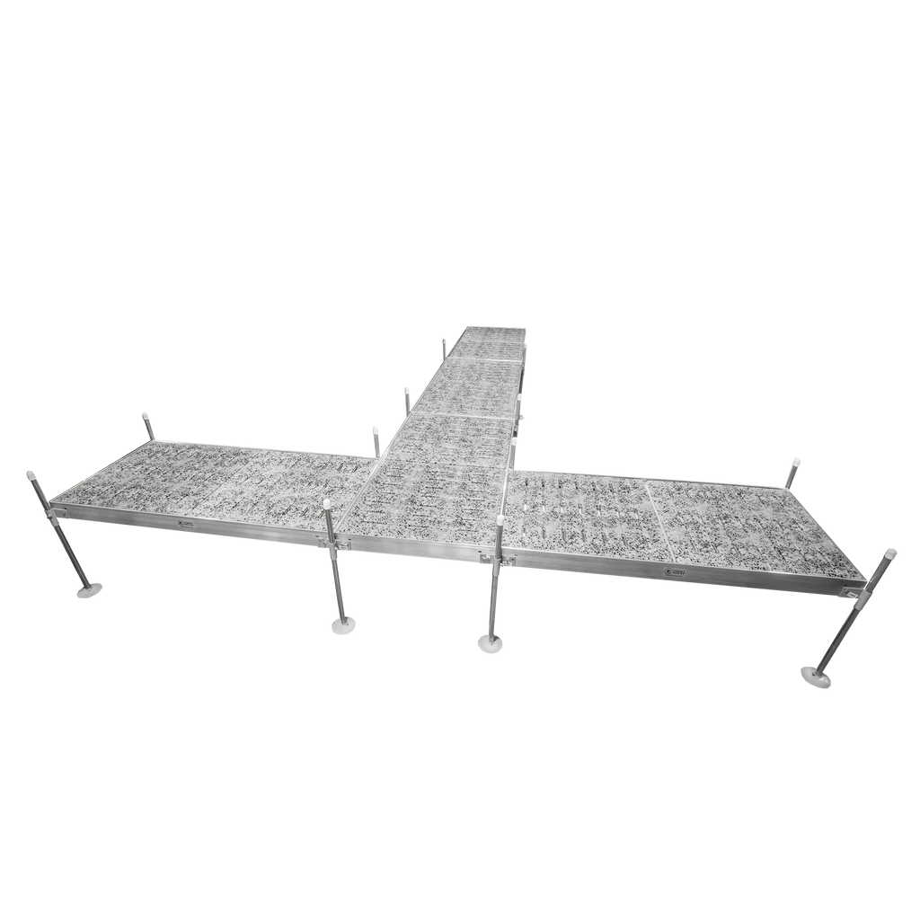 Batdok System 24' T-Shaped Boat Dock System with Aluminum Frame and Thermoformed Ter