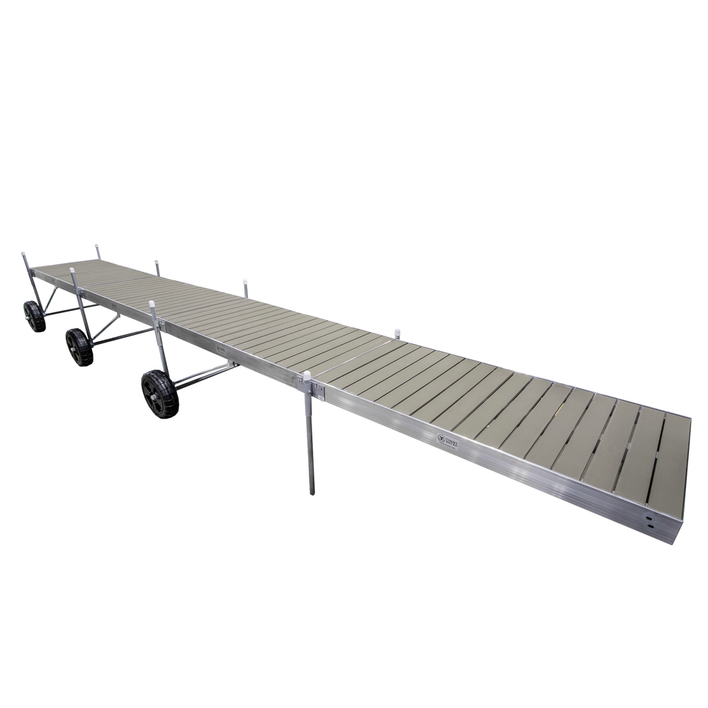 32' Roll-In-Dock Straight Aluminum Frame with Composite Removable Decking Complete Dock Package - Ridgeway Gray