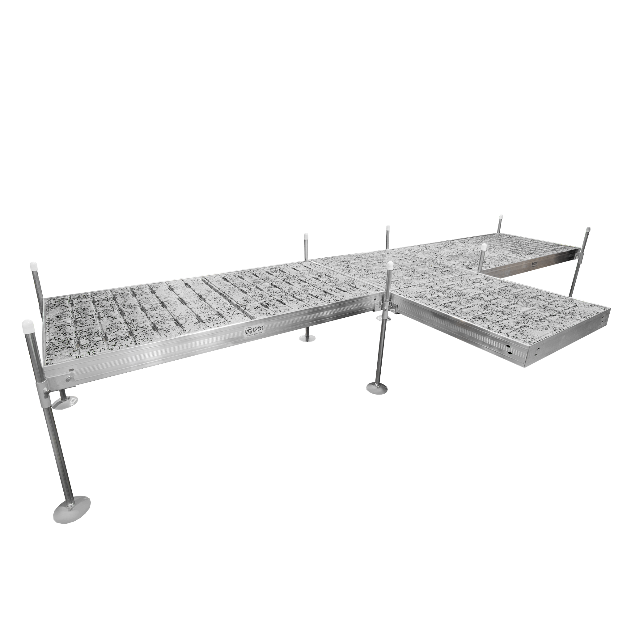 8' T-Shaped Boat Dock System with Aluminum Frame and Thermoformed Terrazzo Decking