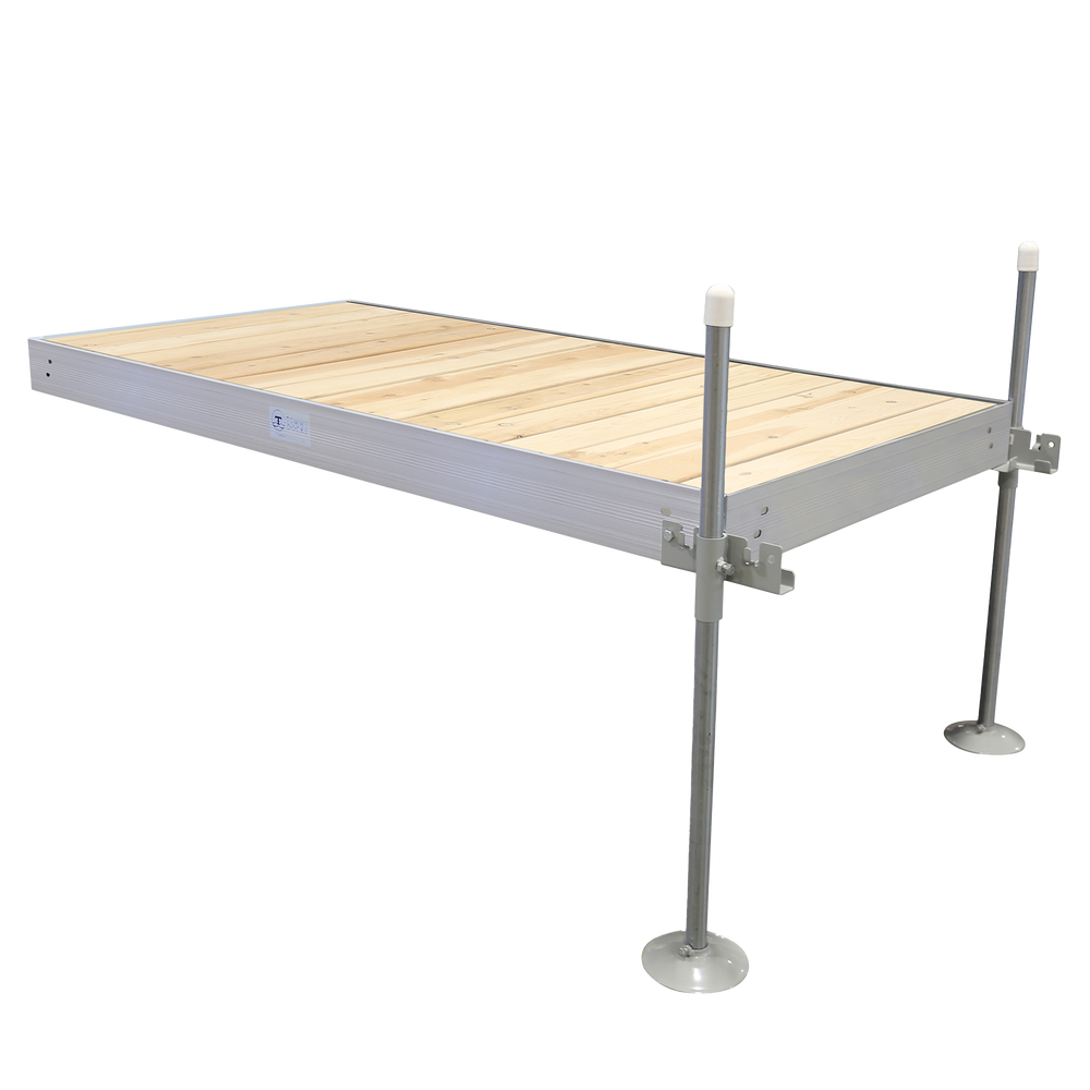 8' Straight Boat Dock System Extender Package with Aluminum Frame and Cedar Decking