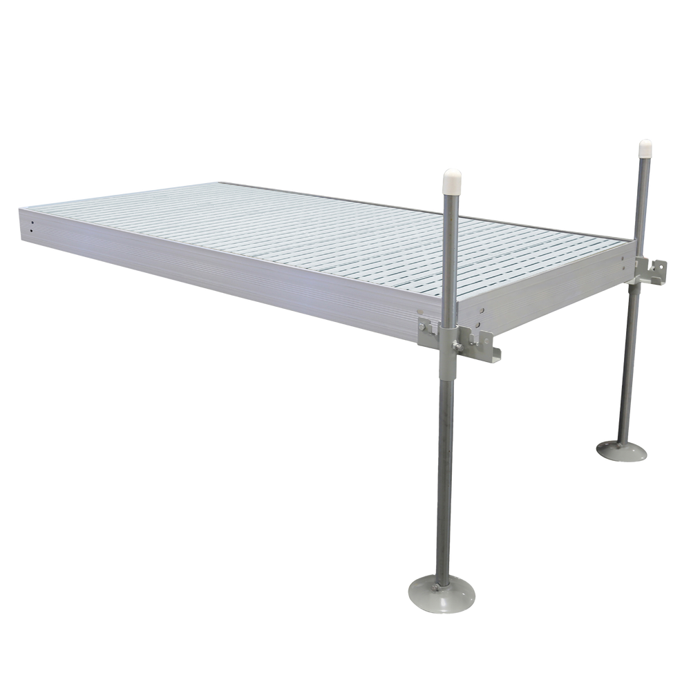 8' Straight Boat Dock System Extender Package with Aluminum Frame and Gray Titan Decking