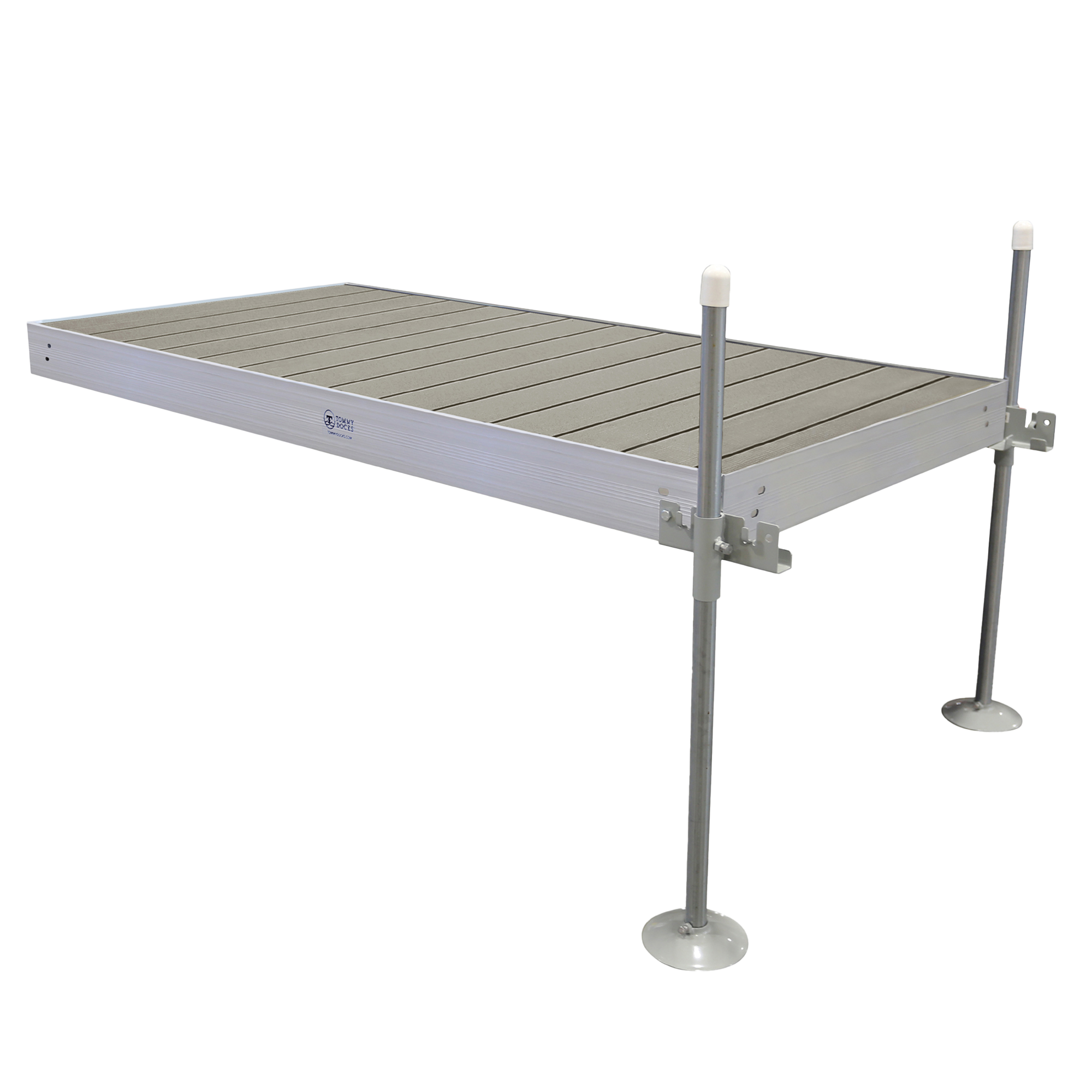8' Straight Boat Dock System Extender Package with Aluminum Frame and Gray Composite Decking