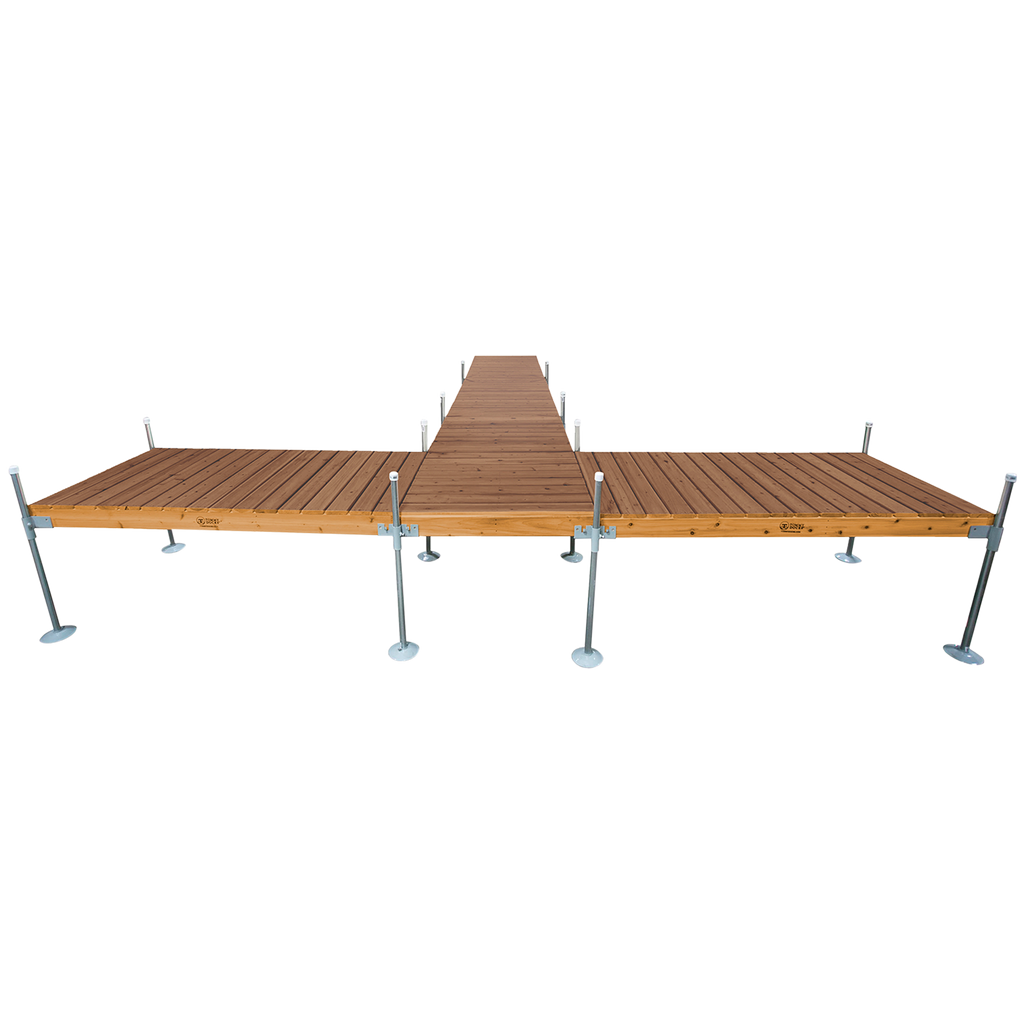 Batdok System 24' T-Style Cedar Complete Wood Dock Package : Tommy Docks
