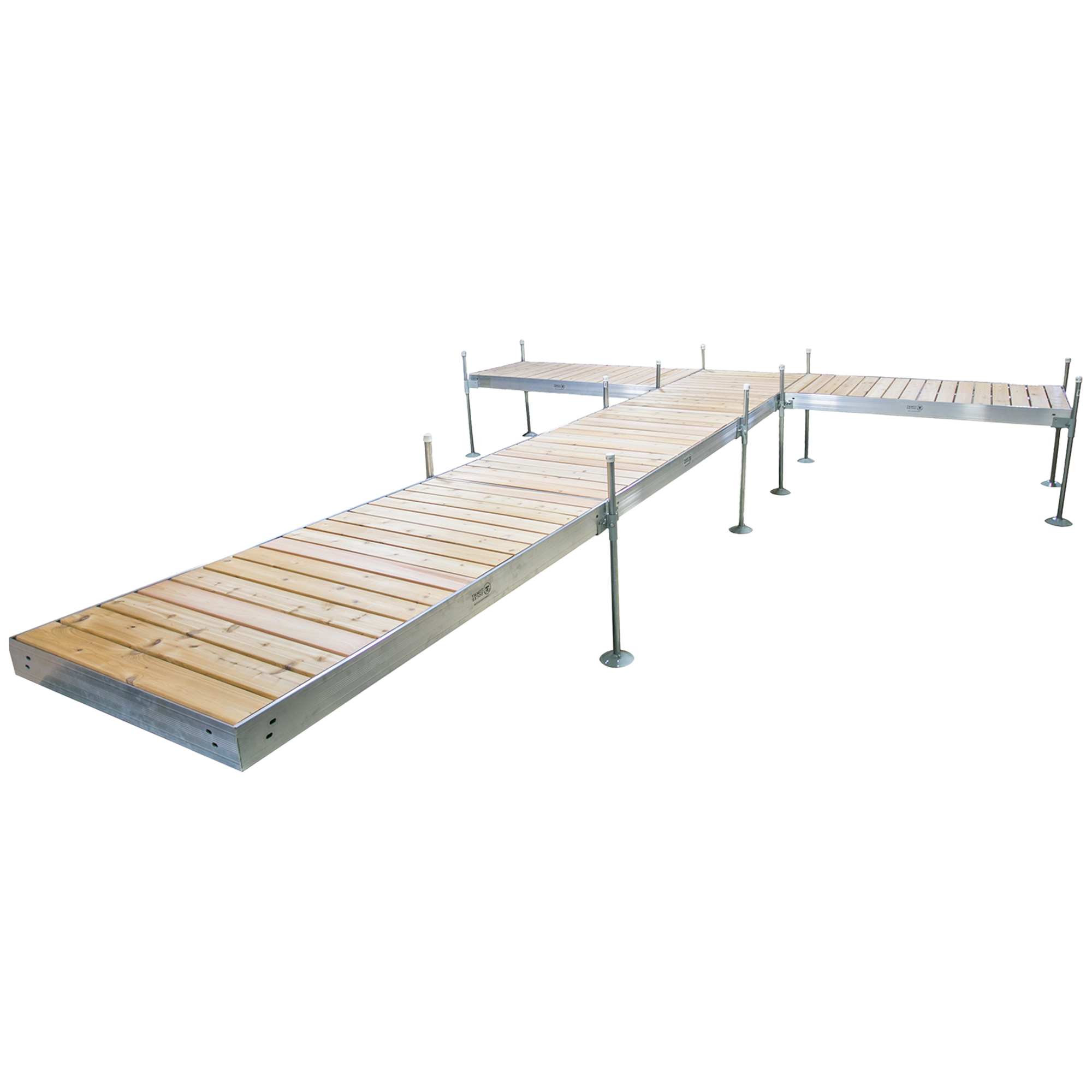 24' T-Shaped Boat Dock System with Aluminum Frame and Cedar Decking