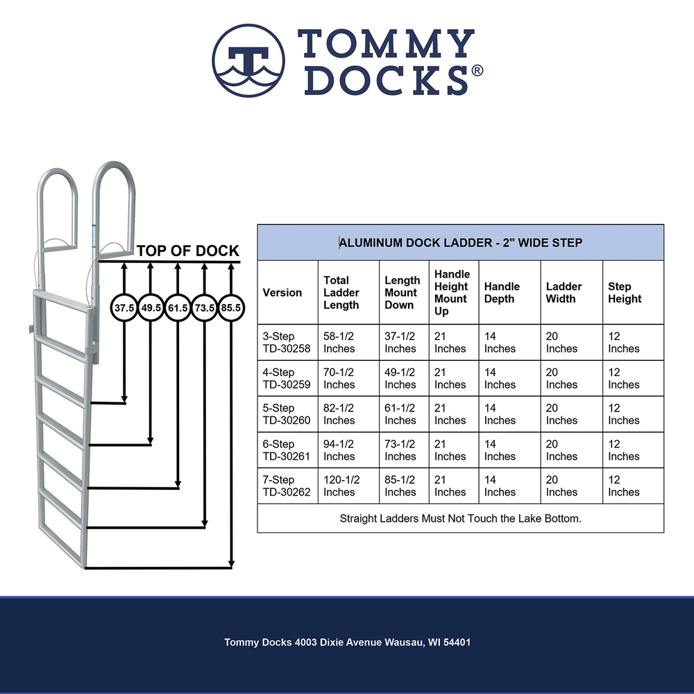 4 Rung Aluminum Lifting Ladder - Standard 2" Wide Step