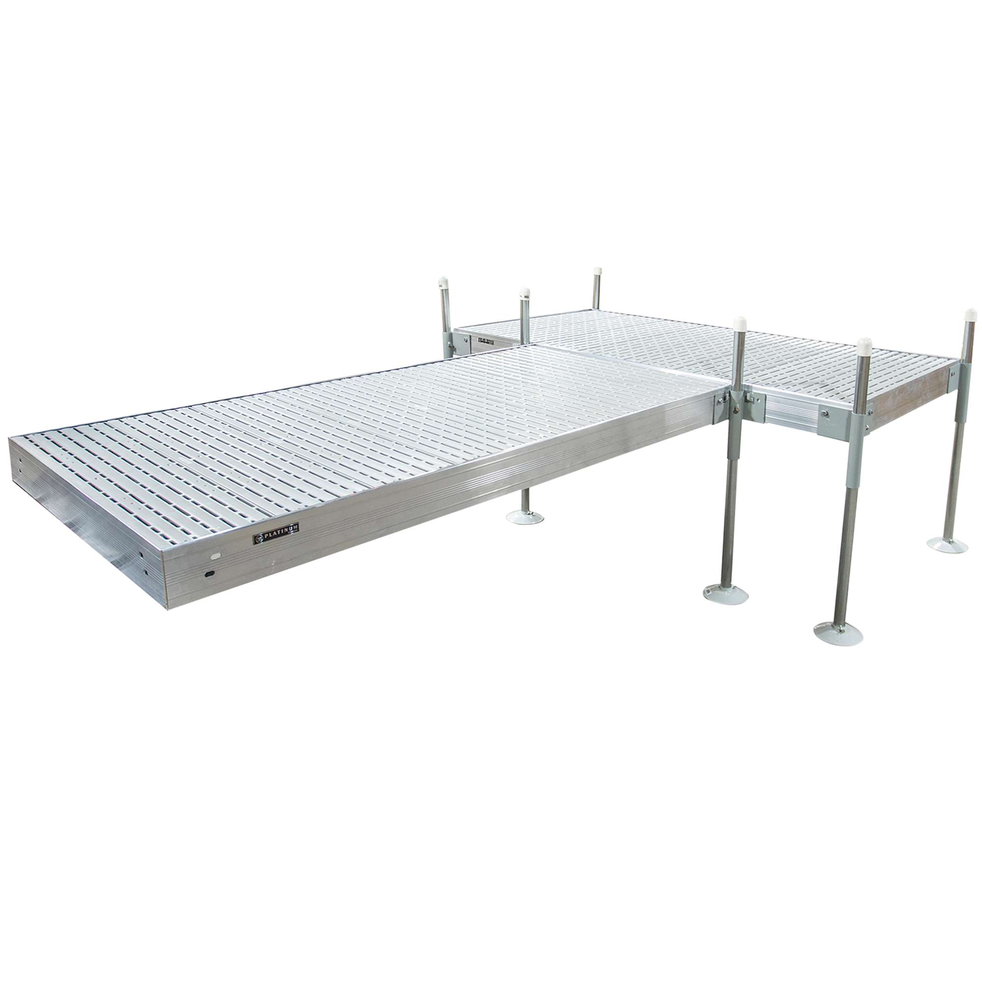 12' T-Shaped Boat Dock System with Aluminum Frame and Gray Titan Decking