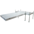 12' T-Shaped Boat Dock System with Aluminum Frame and Gray Titan Decking