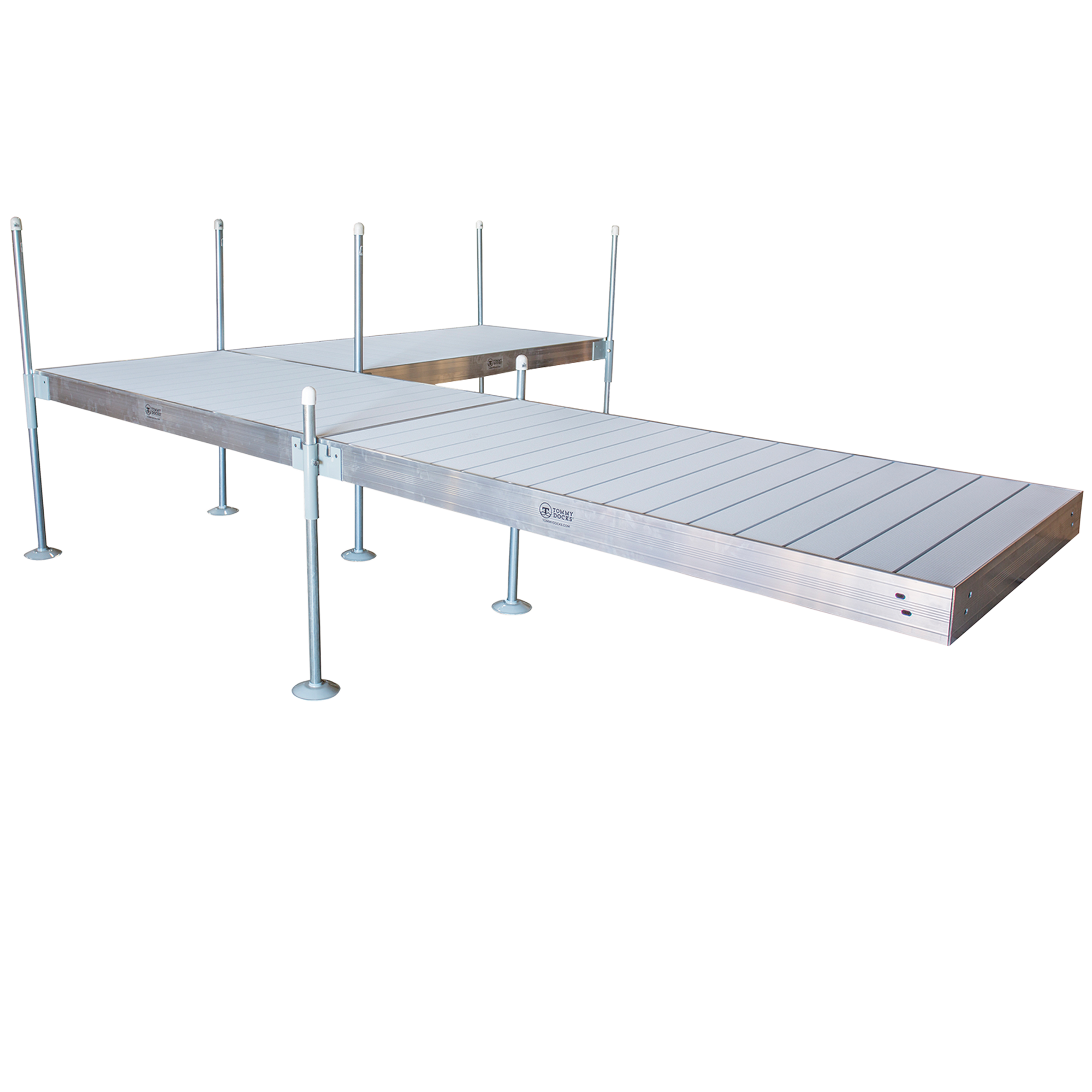 16’ L-Shaped Boat Dock System with Aluminum Frame and Aluminum Decking