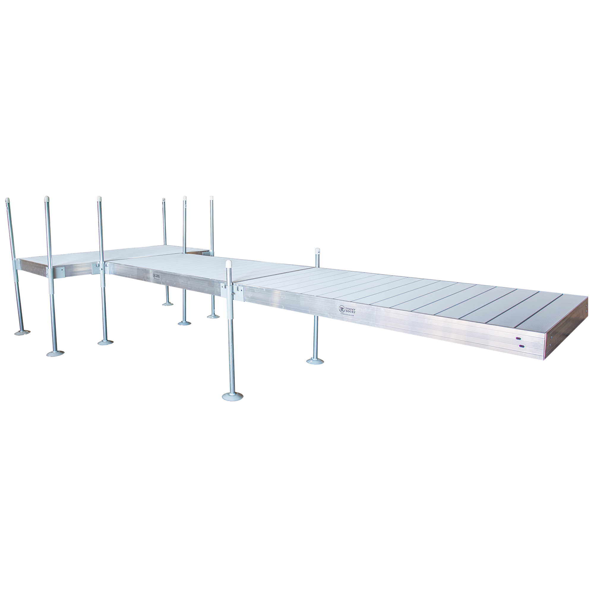 20’ T-Shaped Boat Dock System with Aluminum Frame and Aluminum Decking