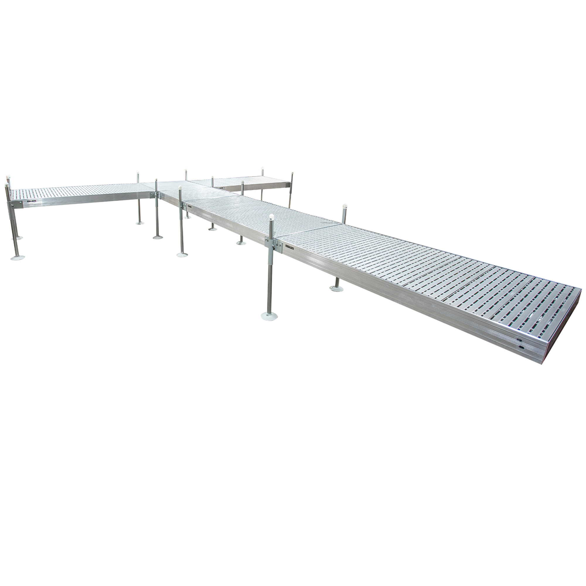 24' T-Shaped Boat Dock System with Aluminum Frame and Gray Titan Decking