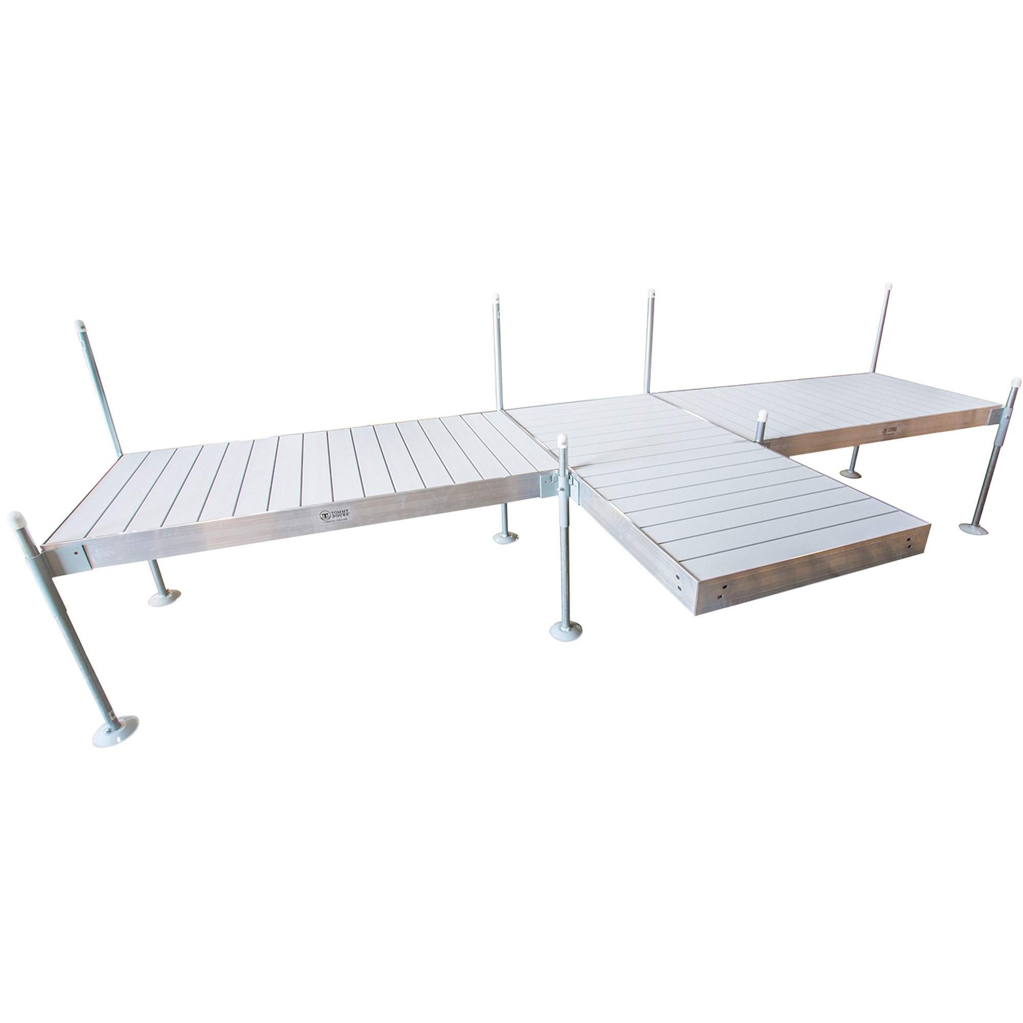 8’ Shore T-Shaped Boat Dock System with Aluminum Frame and Aluminum Decking