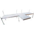 8’ Shore T-Shaped Boat Dock System with Aluminum Frame and Aluminum Decking