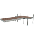 12' T-Shaped Boat Dock System with Aluminum Frame and Brown Composite Decking