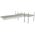 12' T-Shaped Boat Dock System with Aluminum Frame and Gray Composite Decking