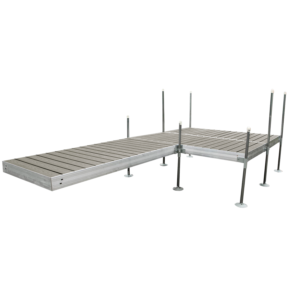 16' Platform Boat Dock System with Aluminum Frame and Gray Composite Decking