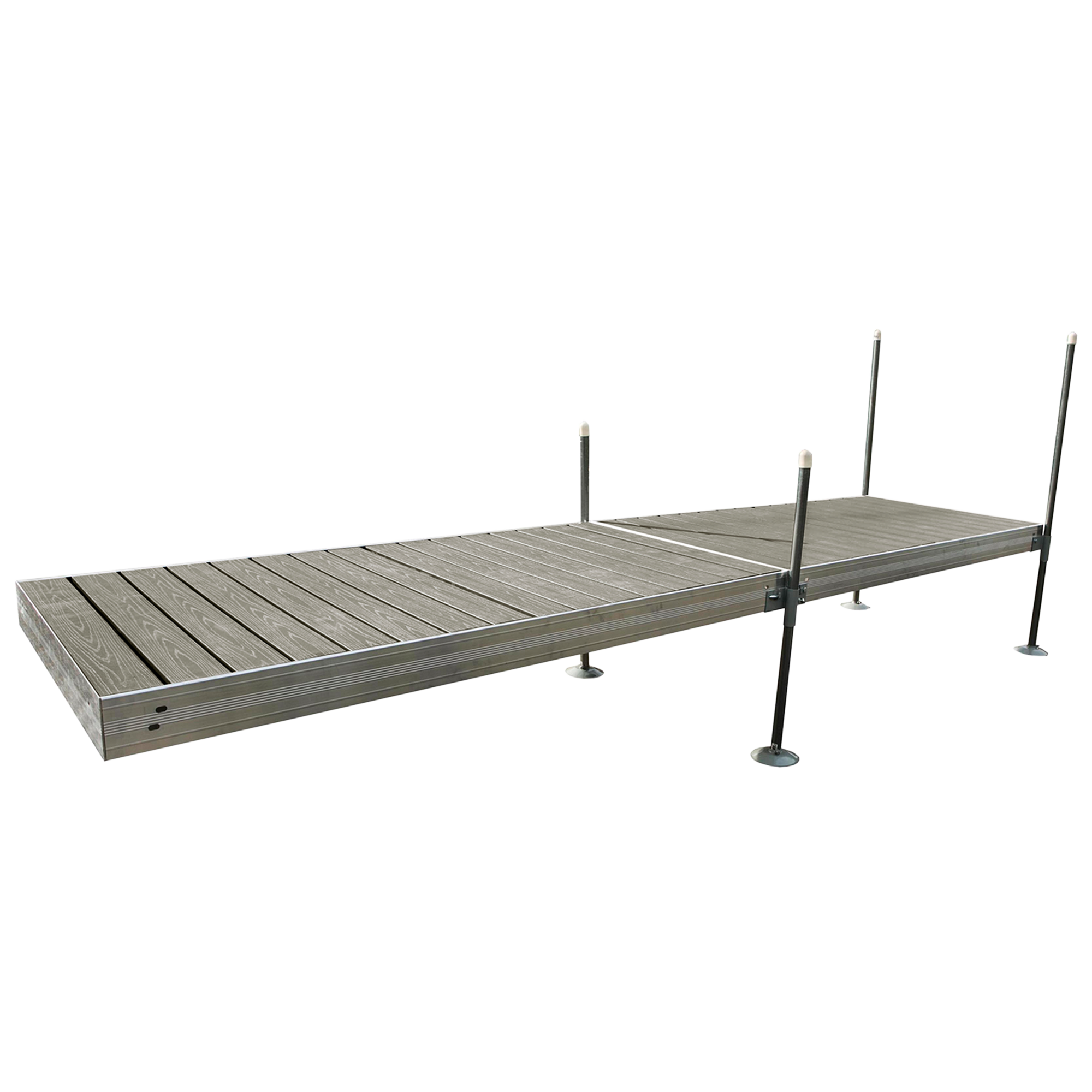 16' Straight Boat Dock System with Aluminum Frame and Gray Composite Decking