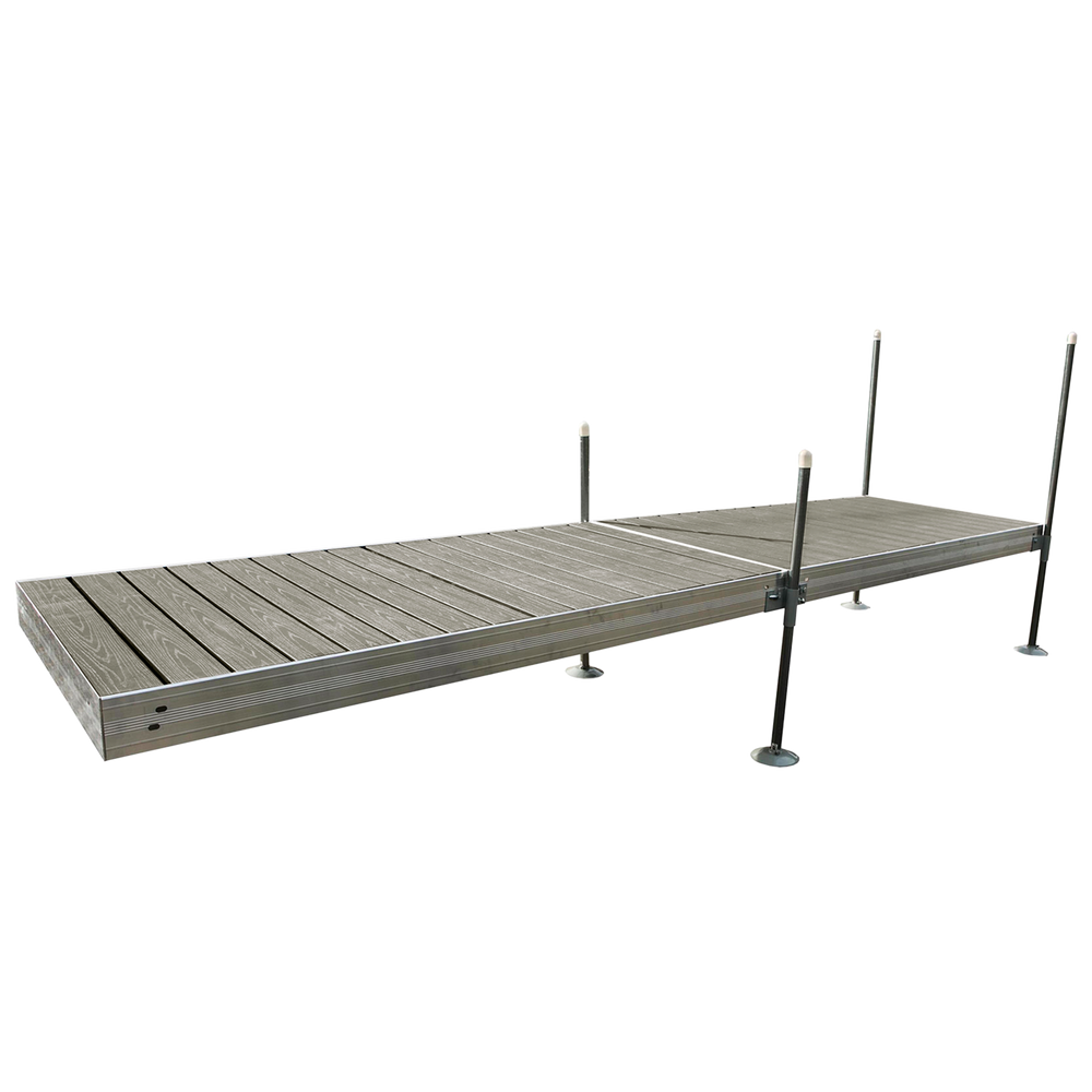 16' Straight Boat Dock System with Aluminum Frame and Gray Composite Decking
