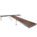 24' T-Shaped Boat Dock System with Aluminum Frame and Brown Composite Decking