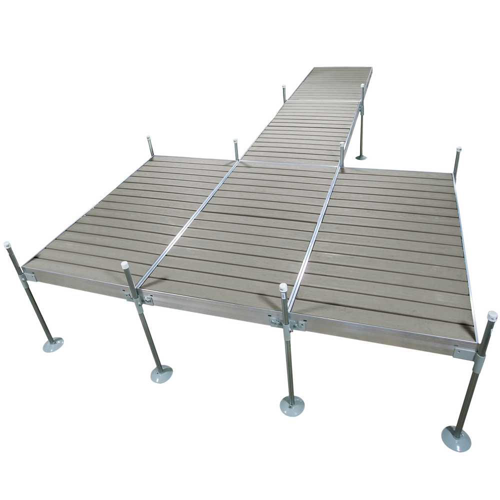 24' Platform Boat Dock System with Aluminum Frame and Gray Composite Decking