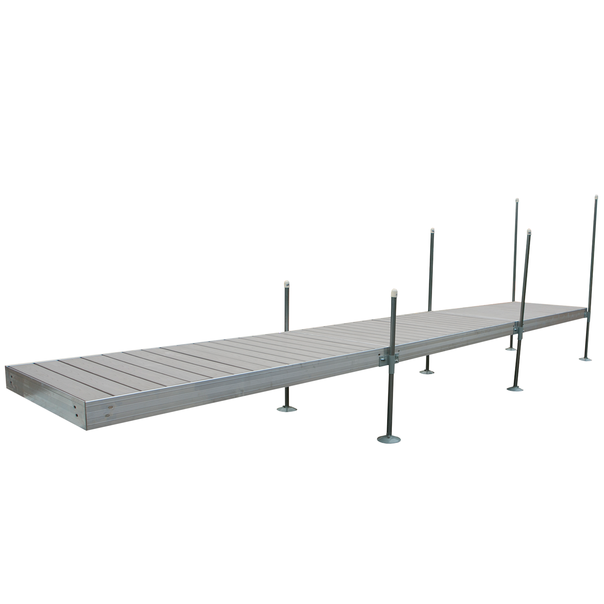 24' Straight Boat Dock System with Aluminum Frame and Gray Composite Decking