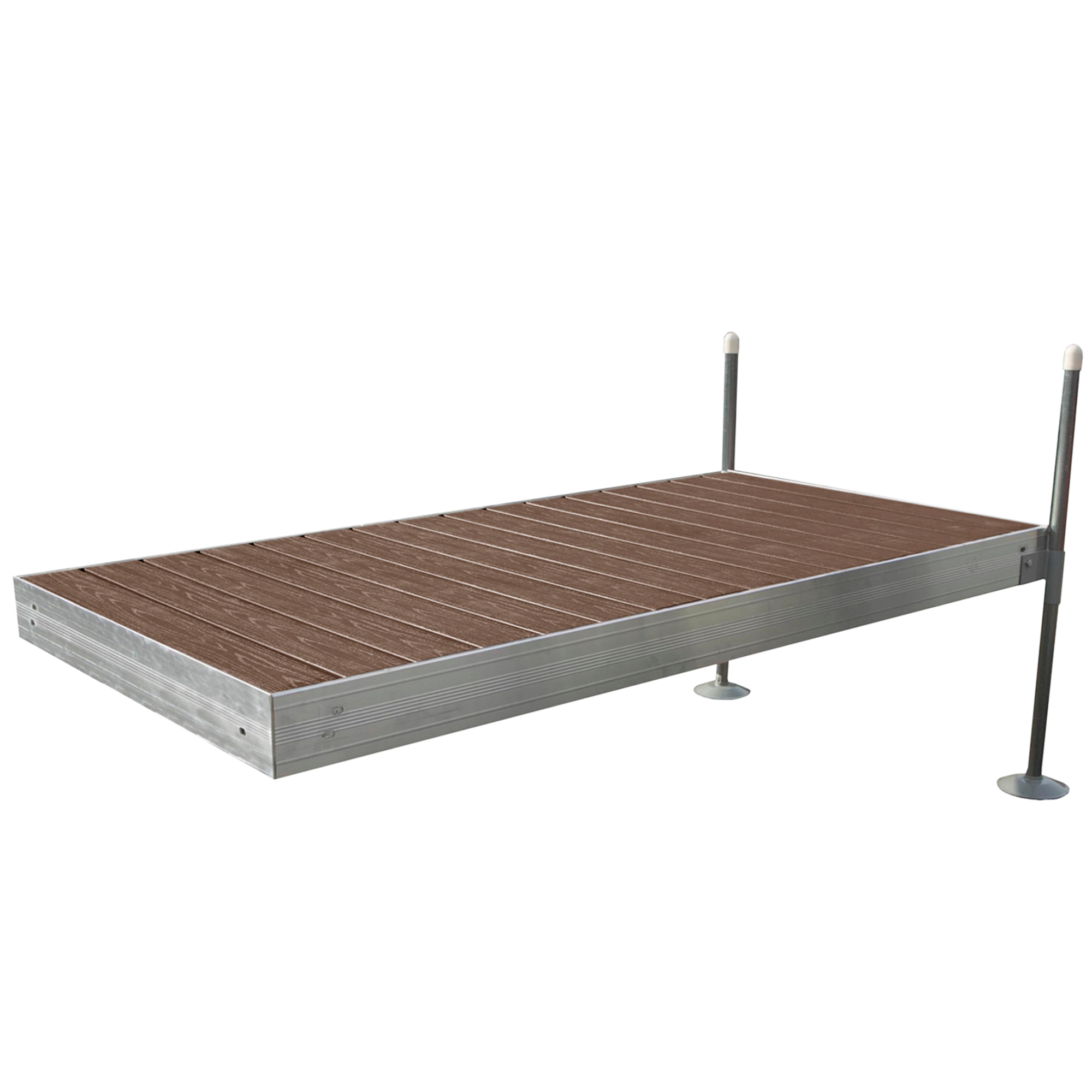 8' Straight Boat Dock System with Aluminum Frame and Brown Composite Decking