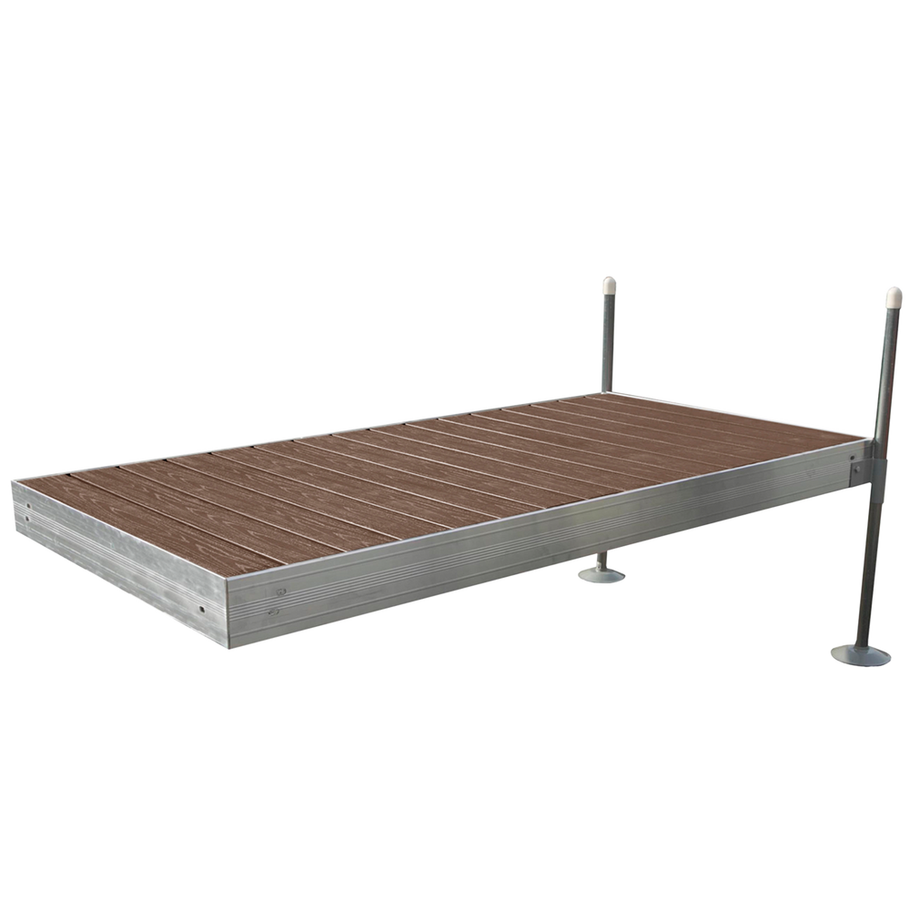 8' Straight Boat Dock System with Aluminum Frame and Brown Composite Decking