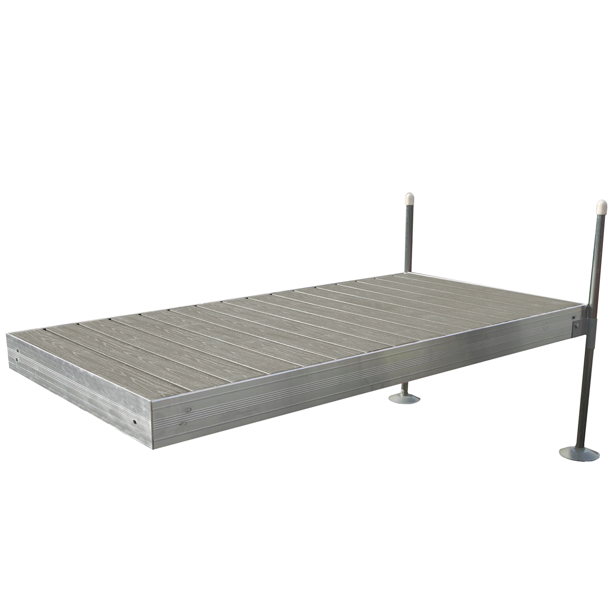 8' Straight Boat Dock System with Aluminum Frame and Gray Composite Decking