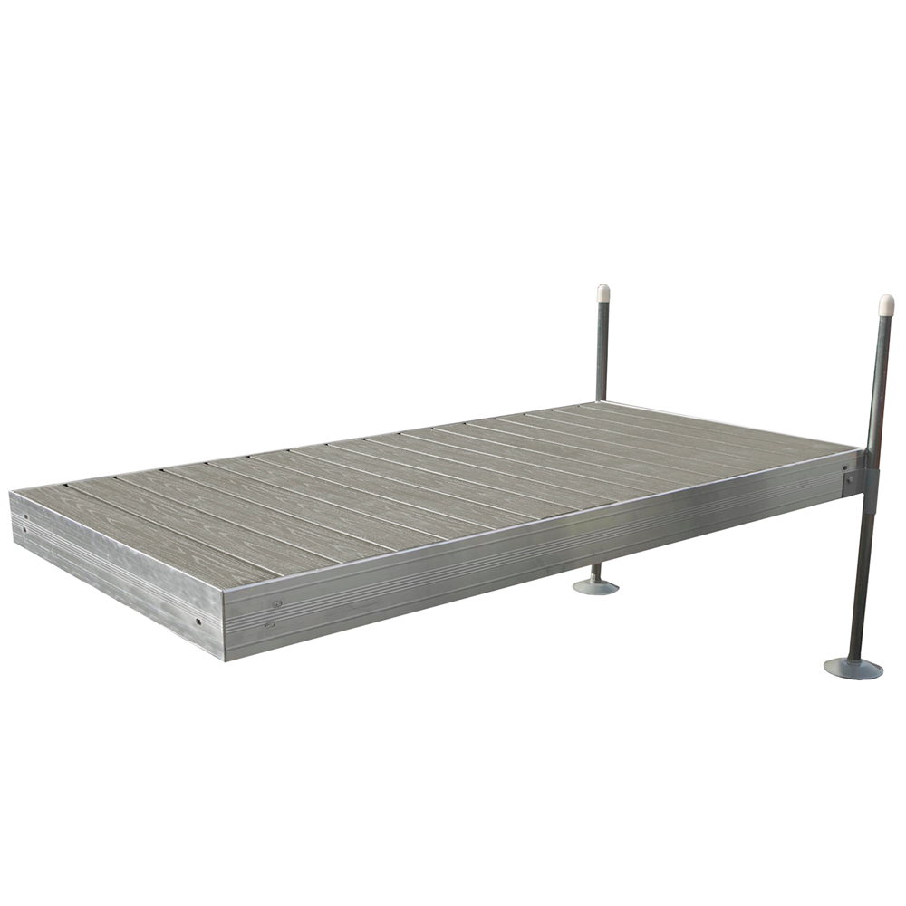 8' Straight Boat Dock System with Aluminum Frame and Gray Composite Decking